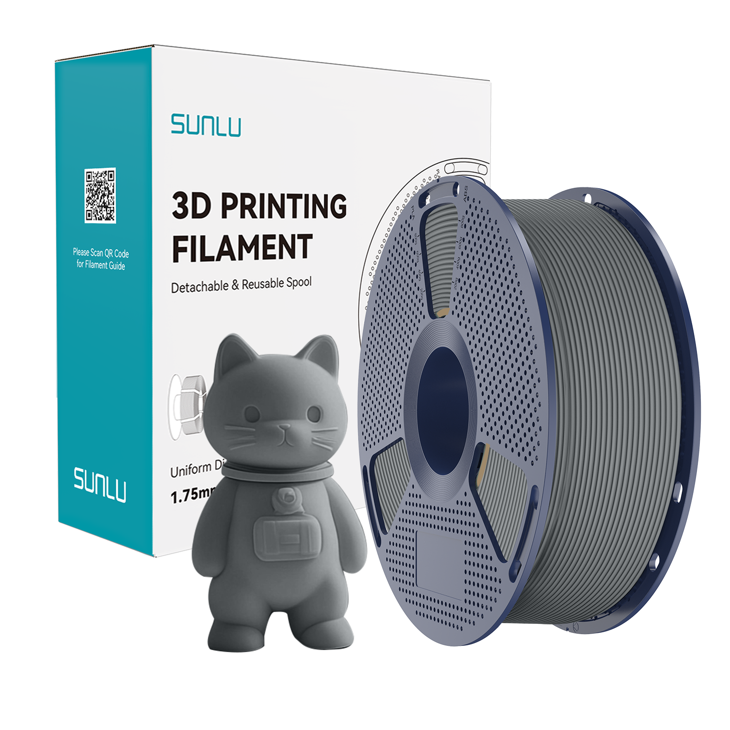 SUNLU PLA Matte Grey Filament 1.75mm (1kg) 3D Printer Filament AU
