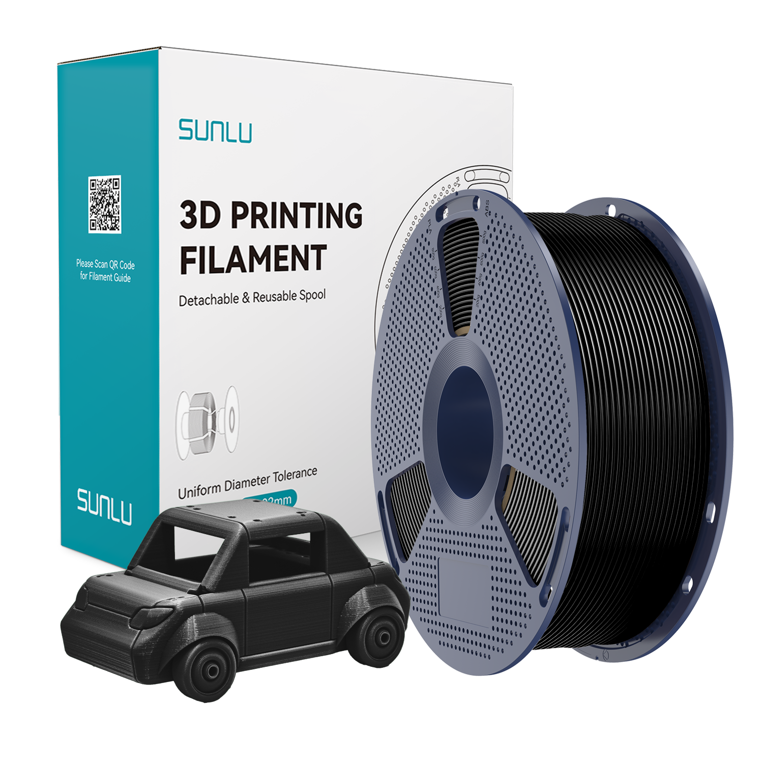 SUNLU PETG Filament Black 1.75mm (1kg) - Tough & Chemical Resistant AU