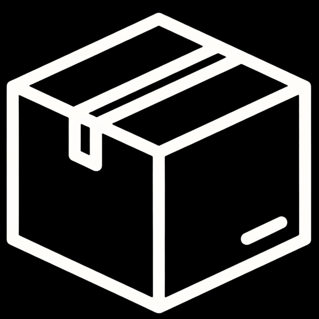 White outline of a box on a black background